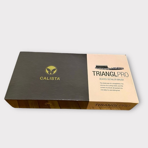 NEW Calista Triangl Pro Heated Detailer Brush Cheetah Straighten Curl Styling - Picture 3 of 7